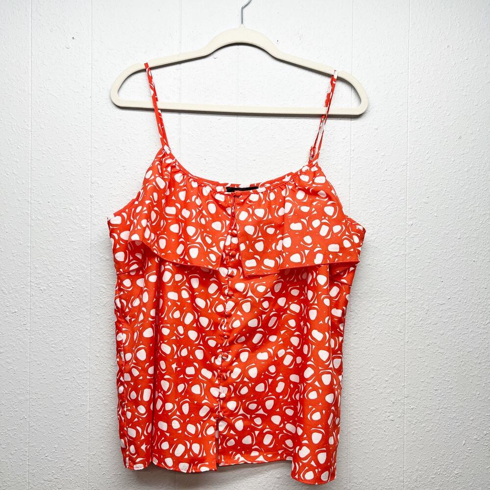 Attention Ruffle Overlay Sleeveless Top Womens XL Minimalist Beachy Casual Boho